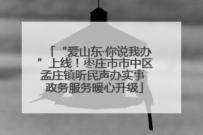 “爱山东·你说我办”上线！枣庄市市中区孟庄镇听民声办实事 政务服务暖心升级