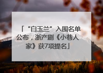 “白玉兰”入围名单公布，浙产剧《小巷人家》获7项提名
