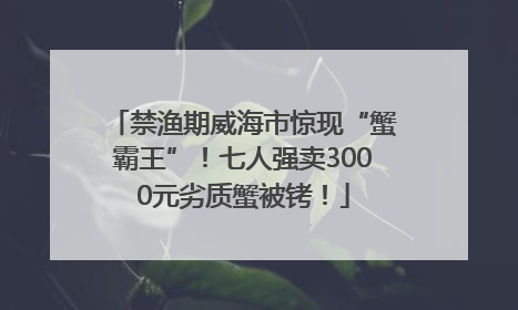 禁渔期威海市惊现“蟹霸王”！七人强卖3000元劣质蟹被铐！