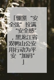 绷紧“安全弦”拉满“安全感”，黑龙江省双鸭山公安用行动为平安“加码”
