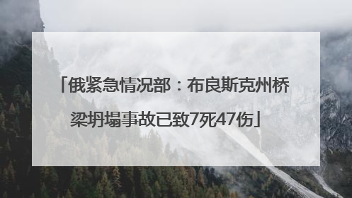 俄紧急情况部：布良斯克州桥梁坍塌事故已致7死47伤