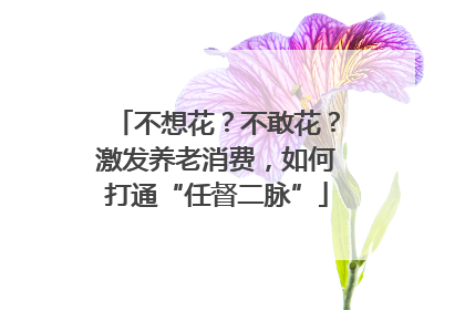 不想花？不敢花？激发养老消费，如何打通“任督二脉”
