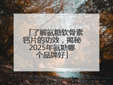 了解氨糖软骨素钙片的功效，揭秘2025年氨糖哪个品牌好