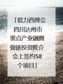 借力西博会 四川达州市重点产业融圈强链投资推介会上签约58个项目