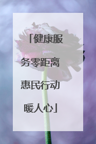 健康服务零距离惠民行动暖人心