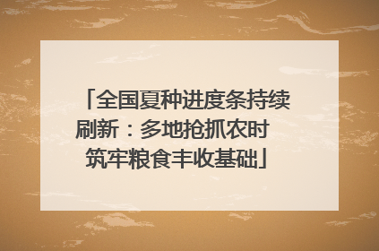 全国夏种进度条持续刷新：多地抢抓农时 筑牢粮食丰收基础