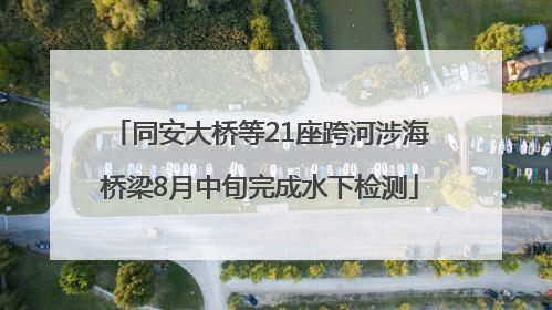 同安大桥等21座跨河涉海桥梁8月中旬完成水下检测