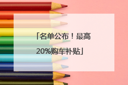 名单公布！最高20%购车补贴