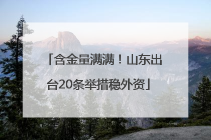 含金量满满！山东出台20条举措稳外资
