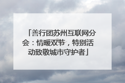 善行团苏州互联网分会：情暖双节，特别活动致敬城市守护者