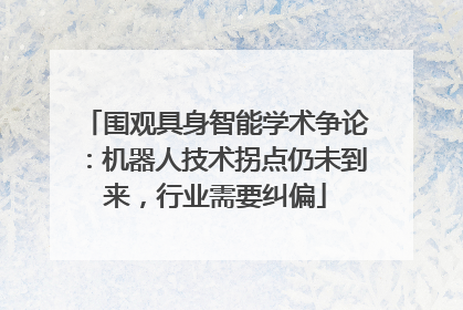 围观具身智能学术争论：机器人技术拐点仍未到来，行业需要纠偏