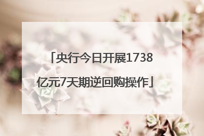 央行今日开展1738亿元7天期逆回购操作
