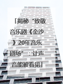 揭秘“致敬音乐剧《金沙》20年音乐剧场”：让声音能被看见