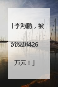 李海鹏，被罚没超426万元！