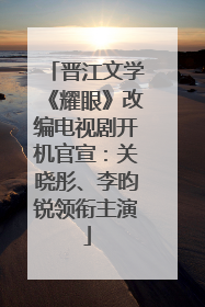 晋江文学《耀眼》改编电视剧开机官宣：关晓彤、李昀锐领衔主演