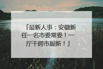 最新人事：安徽新任一名市委常委！一厅干跨市履新！