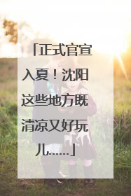 正式官宣入夏！沈阳这些地方既清凉又好玩儿……