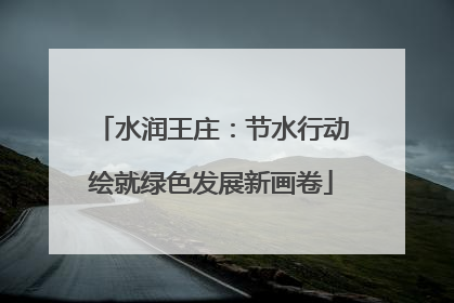 水润王庄：节水行动绘就绿色发展新画卷
