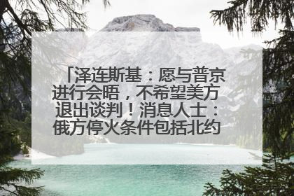 泽连斯基：愿与普京进行会晤，不希望美方退出谈判！消息人士：俄方停火条件包括北约“书面”保证不东扩