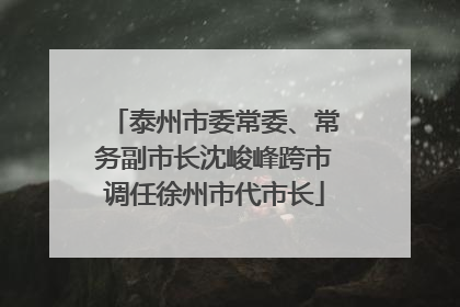 泰州市委常委、常务副市长沈峻峰跨市调任徐州市代市长