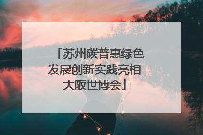 苏州碳普惠绿色发展创新实践亮相大阪世博会