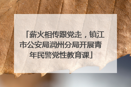 薪火相传跟党走，镇江市公安局润州分局开展青年民警党性教育课