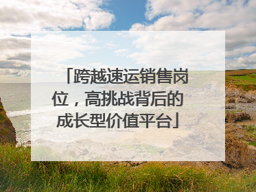 跨越速运销售岗位，高挑战背后的成长型价值平台