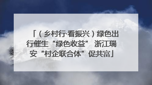 （乡村行·看振兴）绿色出行催生“绿色收益” 浙江瑞安“村企联合体”促共富