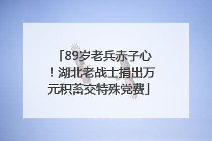 89岁老兵赤子心！湖北老战士捐出万元积蓄交特殊党费