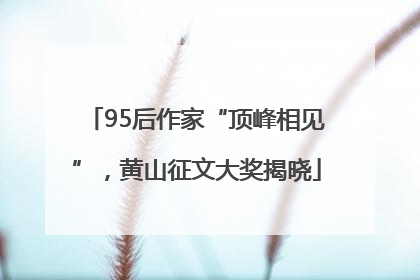 95后作家“顶峰相见”，黄山征文大奖揭晓
